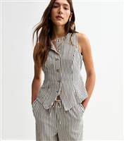 Women's Black Striped Crew Neck Waistcoat New Look
