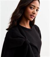 Women's Black Oversized Bow Jersey Jumper Gini London New Look