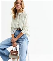 Women's Green Striped Long Sleeve Shirt New Look