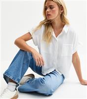 Women's Petite White Flutter Sleeve V-Neck Shirt New Look