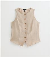 Women's Petite Stone Crew Neck Woven Waistcoat New Look