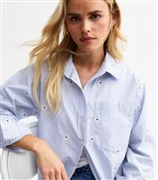 Women's Petite Blue Daisy Embroidered Shirt New Look