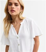 Women's Petite White Double Chest Pocket Shirt New Look