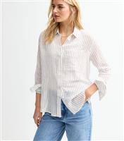 Women's Tall White Stripe Print Long Sleeve Shirt New Look