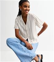 Women's Tall White Striped V-Neck Top New Look
