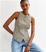 Women's Tall Black Stripe Crew Neck Waistcoat New Look