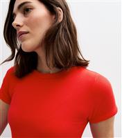 Women's Red Crew Neck Rib Jersey Top New Look