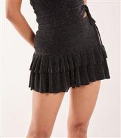 Women's Black Glittery Ruffled Mini Skirt Pink Vanilla New Look