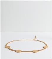 Gold Tone Textured Disc Snake Chain Belt New Look