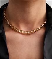 Gold Tone Box Chain Necklace New Look