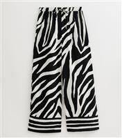 Women's Black Zebra Print Wide Leg Trousers New Look