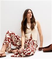 Women's Brown Floral Print Wide Leg Trousers New Look