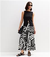 Women's Black Abstract Print Wide Leg Trousers New Look