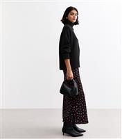 Women's Black Berry Print Midi Skirt New Look