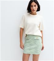 Women's Green Metallic Boucle Mini Skirt New Look