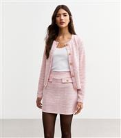 Women's Pink Metallic Boucle Mini Skirt New Look