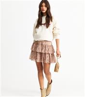Women's Brown Snake Print Ruffled Mini Skirt New Look