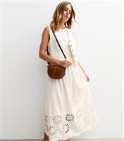 Women's White Embroidered Cutout Hem Midi Skirt New Look