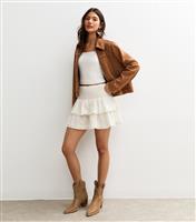 Women's Off White Shirred Rara Mini Skirt New Look
