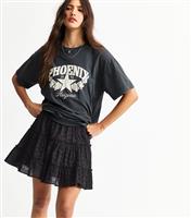 Women's Black Broderie Anglaise Tiered Mini Skirt New Look