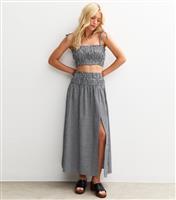 Women's Black Gingham Check Slit Hem Maxi Skirt New Look