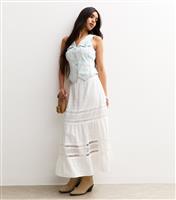 Women's White Ladder Trim Cotton Midi Skirt New Look