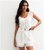 Women's White Broderie Anglaise Shorts New Look