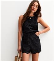 Women's Black Floral Embroidered Shorts New Look