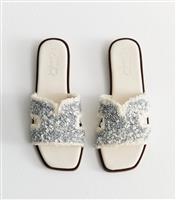 Women's Off White Embellished Strap Cutout Mules New Look