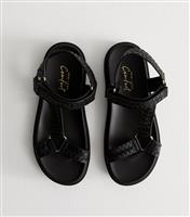 Women's Black Woven Strap Sandals Vegan New Look
