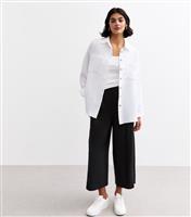 Women's Black Linen Blend Cropped Trousers New Look