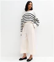 Women's White Linen Blend Cropped Trousers New Look