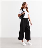 Women's Tall Black Linen Blend Cropped Trousers New Look