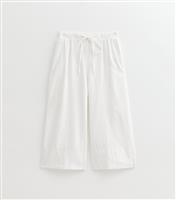Women's Petite White Linen Blend Cropped Trouser New Look