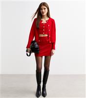 Women's Red Boucl A-Line Mini Skirt New Look