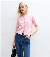 Women's Pink Short Sleeve Cardigan New Look