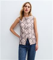 Women's Off White Soft Touch Snake Print Waistcoat New Look