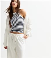 Women's White Twill Wide Leg Trousers New Look