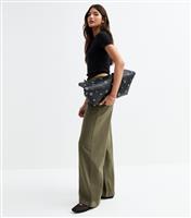 Women's Khaki Twill Wide Leg Trousers New Look