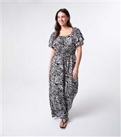 Women's Black Abstract Print Jumpsuit Blue Vanilla New Look