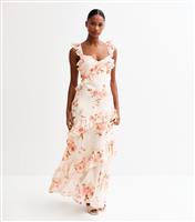 Women's Cream Vintage Floral Print Chiffon Maxi Dress New Look