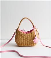 Brown Wicker Basket Shoulder Bag New Look