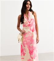 Women's White Floral Print Halterneck Chiffon Midi Dress New Look