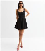 Women's Black Square Neck Flared Mini Dress New Look