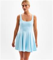 Women's Blue Square Neck Flared Mini Dress New Look