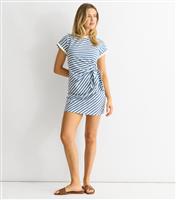 Women's Blue Knotted Striped Mini Dress Gini London New Look