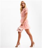 Women's Pink Lace Frilly Trimmed Mini Dress New Look