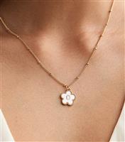 18ct Gold Plated Initial O Flower Necklace New Look