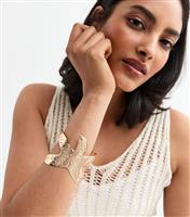 Gold Tone Starfish Textured Oversized Cuff New Look