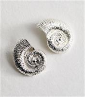 Silver Tone Large Shell Charm Stud Earrings New Look